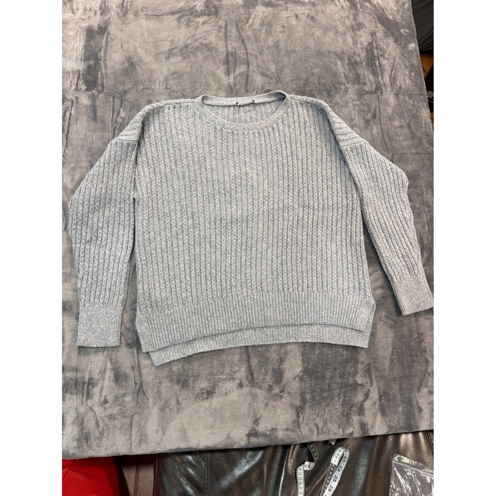 Ann Taylor Crewneck Sweater Womens Gray Alpaca Wool Blend Ribbed Knit Medium